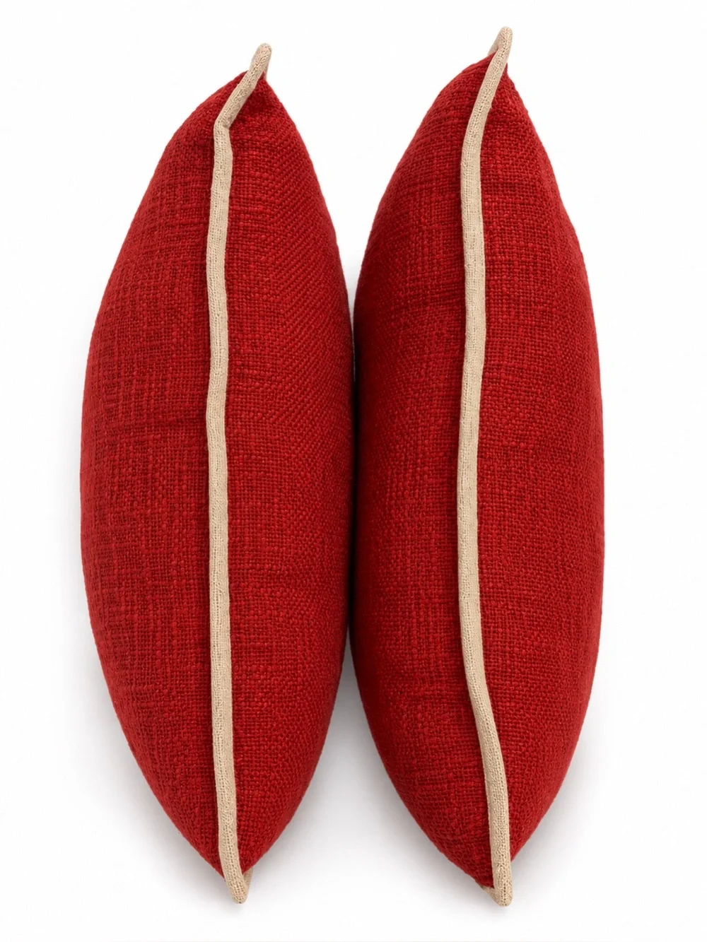 Pottery Barn Set of 2 Red Textured Cotton Throw Pillows 20x20 w/ Inserts
